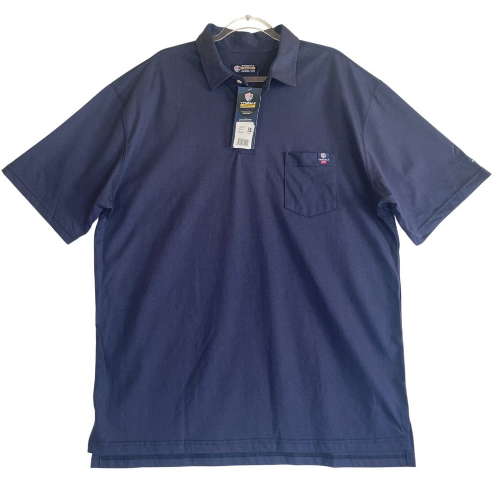 Tyndale Workwear Polo Shirt Mens 2XL Navy Blue FR Flame Resistant J041T Pocket